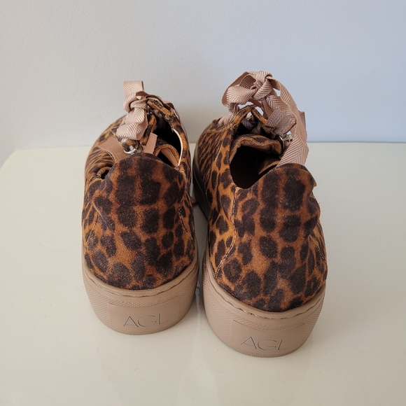 AGL Meghan Leopard Print Leather Platform Sneakers - Picture 4 of 13